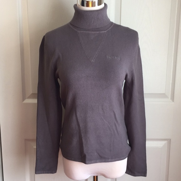 BCBGMaxAzria Grey knit fitted turtleneck sweater - Picture 2 of 3